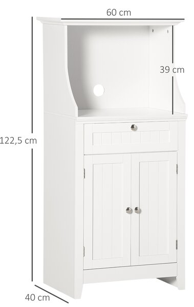 HOMCOM Mobile Cucina per Microonde con Cassetto e Armadietto 2 Ante, 60x40x122.5 cm, Bianco | Aosom Italy