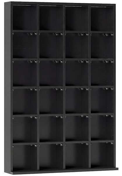 HOMCOM Mobile Porta CD con Ripiani Regolabili per 456 CD o 336 DVD, 24 Scomparti, 89x20x130.5 cm, Nero | Aosom Italy