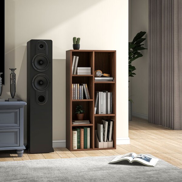 HOMCOM Mobile Libreria a Cubi in Legno con 7 Ripiani di Diverse Dimensioni, 50x24x106 cm, color Noce | Aosom Italy