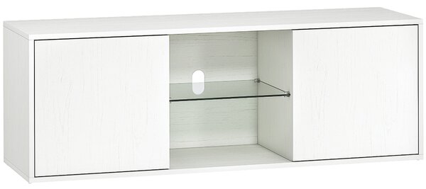 HOMCOM Mobile Porta TV fino a 55" Sospeso o a Terra, Ante Soft Close, Foro Passacavi e Ripiano in Vetro, Bianco | Aosom Italy