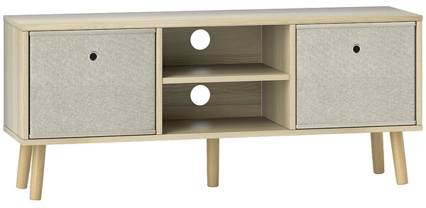 HOMCOM Mobile TV Fino a 50" con 2 Cassetti Removibili e 2 Ripiani Aperti, 110x29x46.5cm, Color Legno Beige | Aosom Italy
