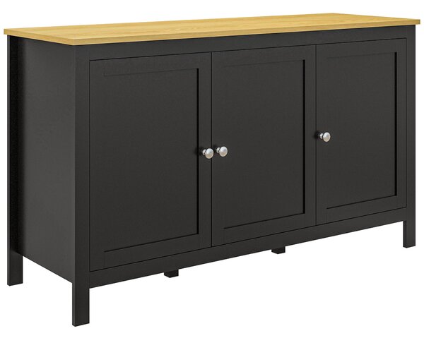 HOMCOM Mobile Contenitore con 2 Armadietti a 2 Ripiani Regolabili su 3 Altezze, 120x40x70 cm, Nero e color Legno | Aosom Italy