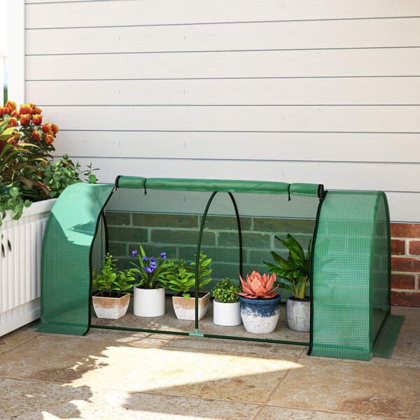 Outsunny Serra a Tunnel da giardino in Acciaio con Copertura copertura in plastica, 200x100x80 cm, Verde | Aosom Italy