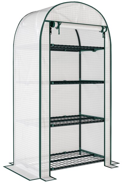 Outsunny Serra da Giardino Verticale con 4 Ripiani in Metallo e Copertura in PE, 80x50x160 cm, Bianco | Aosom Italy