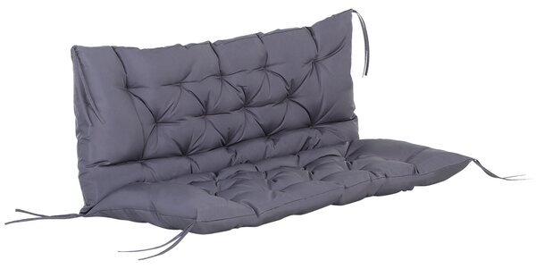 Outsunny Cuscino da Giardino 2 Posti per Sedute da Esterno con Schienale e 6 Lacci, Cuscino da Esterno Imbottito in Cotone e Poliestere, per Divani Dondoli Panche, 132x110x10 cm, Grigio Scuro | Aosom Italy