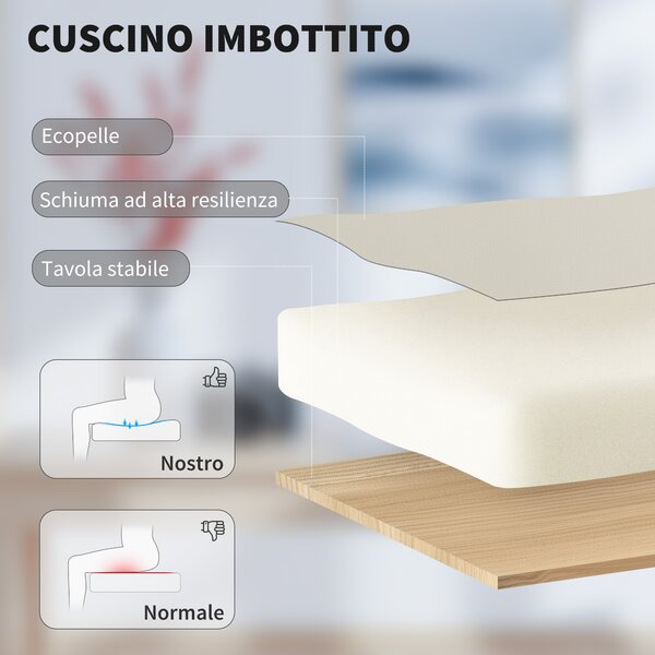 HOMCOM Sedia da Ufficio Reclinabile in Finta Pelle con Poggiapiedi e Rotelle, 65x67x111-119 cm, Beige | Aosom Italy