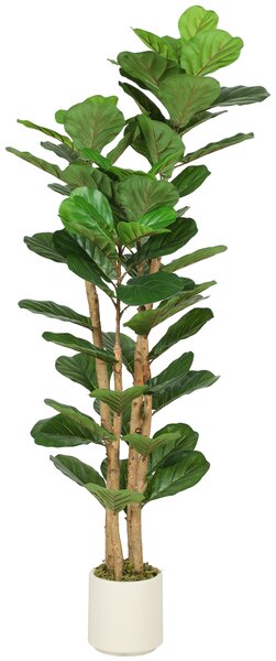 HOMCOM Pianta di Fico Artificiale Verde in PEVA e Legno con Vaso Contenitore in PP e Cemento, 50x50x150 cm | Aosom Italy