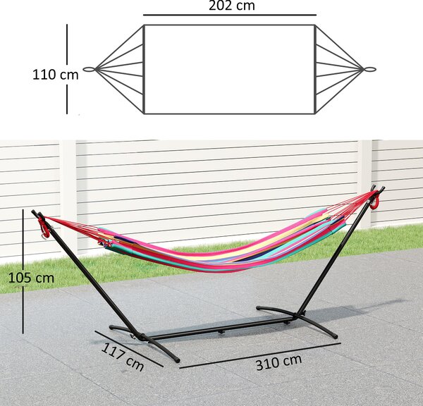 Outsunny Amaca Autoportante con Supporto, Altezza Regolabile e Borsa di Trasporto, 310x117x105 cm, Rosso | Aosom Italy