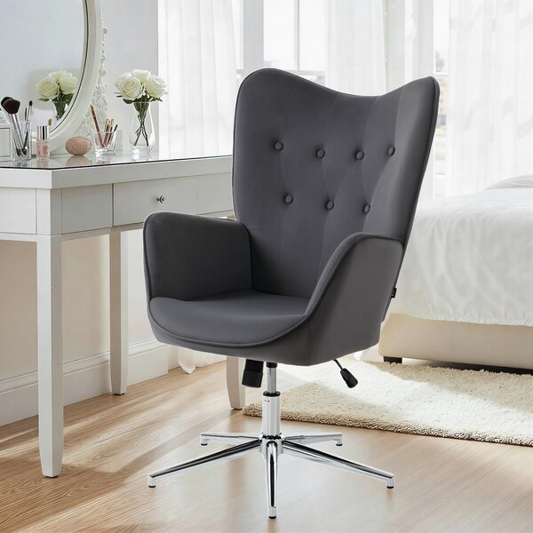 HOMCOM Poltroncina da Salotto Girevole con Braccioli in Velluto, con Dondolo e Altezza Regolabile, Grigio Scuro | Aosom Italy