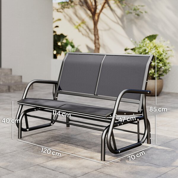 Outsunny Panchina a Dondolo 2 Posti da Giardino in Metallo e Tessuto a Rete, 120x70x85 cm, Grigio | Aosom Italy
