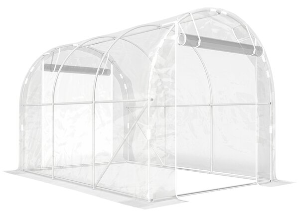 Outsunny Serra a Tunnel 2x3x2 m con Porte Avvolgibili, Telaio in Acciaio e Copertura in PE Anti-UV, Trasparente | Aosom Italy