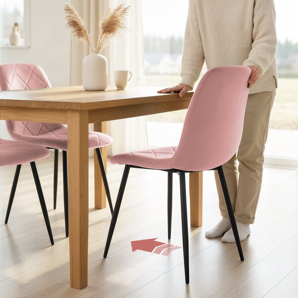 HOMCOM Sedie da pranzo set da 4 sedia da cucina con schienale, effetto velluto, poltrona 45 x 54 x 87 cm Rosa | Aosom Italy