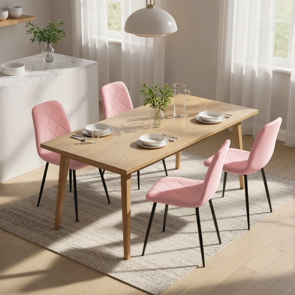 HOMCOM Sedie da pranzo set da 4 sedia da cucina con schienale, effetto velluto, poltrona 45 x 54 x 87 cm Rosa | Aosom Italy