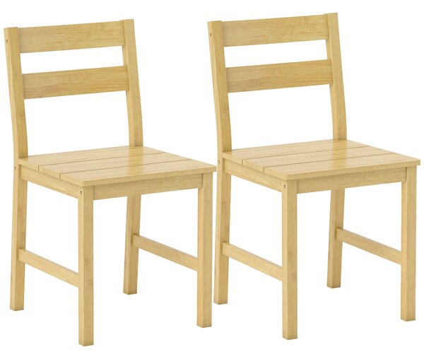 HOMCOM Set 2 Sedie Sala da Pranzo e Cucina in Bambù, Schienale Curvo, Naturale | Aosom Italy