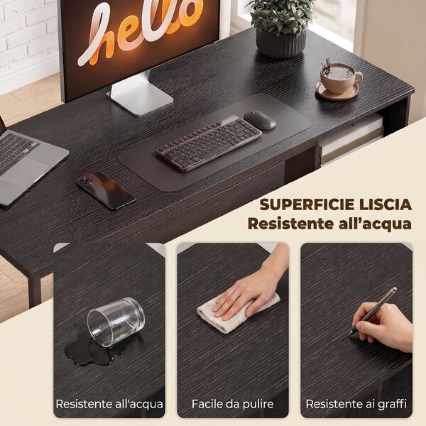 HOMCOM Scrivania Ufficio Tavolo Computer Salvaspazio, 120x52.3 cm, Nero | Aosom Italy