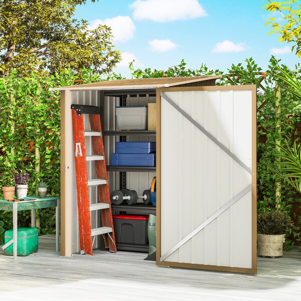 Outsunny Casetta da Giardino Porta Attrezzi in Acciaio Galvanizzato con Porta a Battente, 100x104x160 cm, Giallo | Aosom Italy