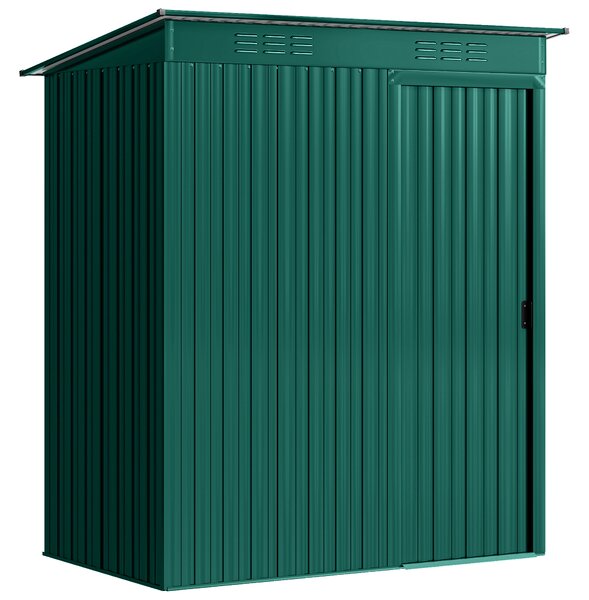 Outsunny Casetta da Giardino in Metallo con Prese d'Aria e Porta Scorrevole, 159x106x181 cm, Verde | Aosom Italy