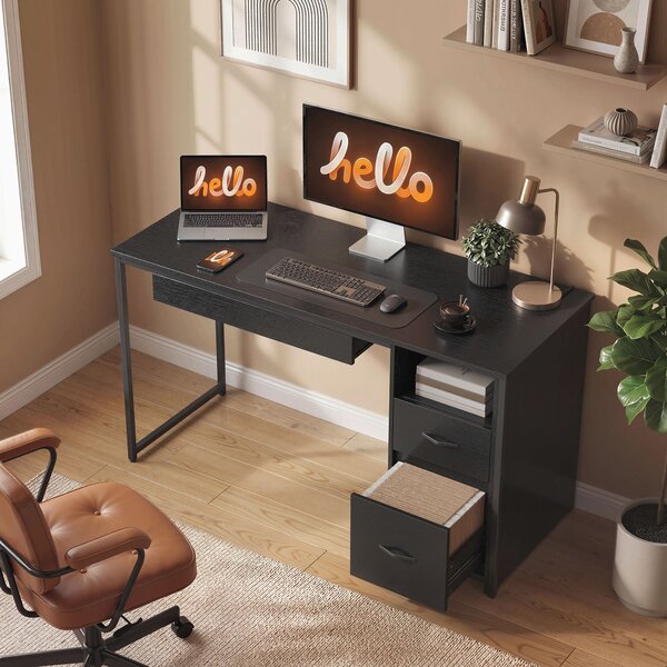 HOMCOM Scrivania Ufficio Tavolo Computer Salvaspazio, 120x52.3 cm, Nero | Aosom Italy