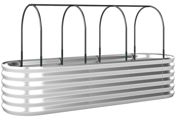 Outsunny Orto Rialzato e Fioriera con Graticcio e Serra, 200x60x103 cm, Argento | Aosom Italy