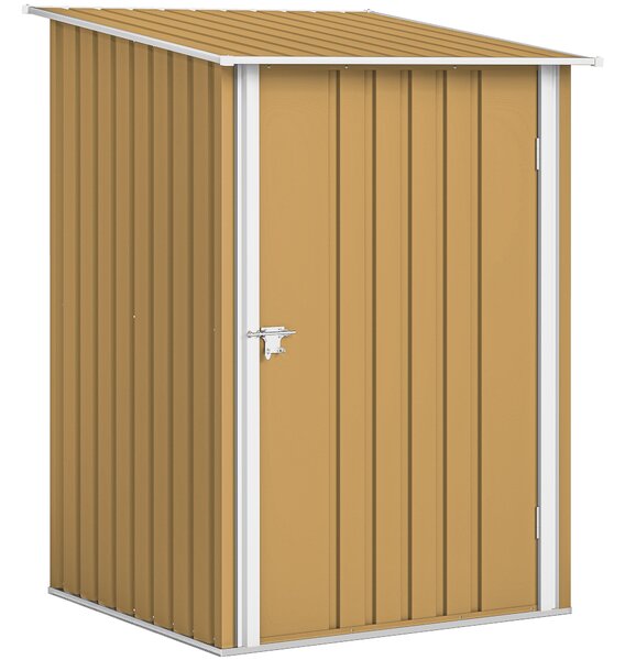 Outsunny Casetta da Giardino Porta Attrezzi in Acciaio Galvanizzato con Porta a Battente, 100x104x160 cm, Giallo | Aosom Italy