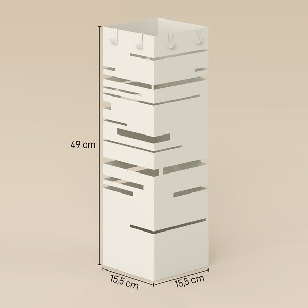HOMCOM Portaombrelli Portaombrelli Autoportante Quadrato in Metallo, Beige | Aosom Italy
