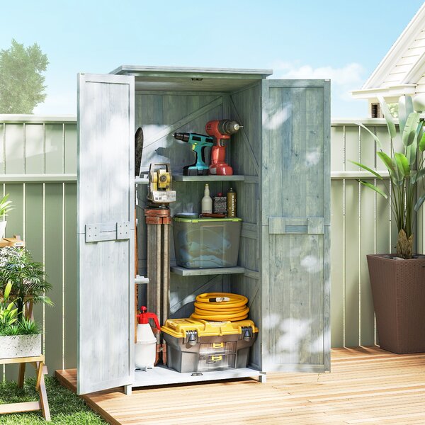 Outsunny Armadio da Esterno, Capanno per Attrezzi con 2 Scaffali | Aosom Italy