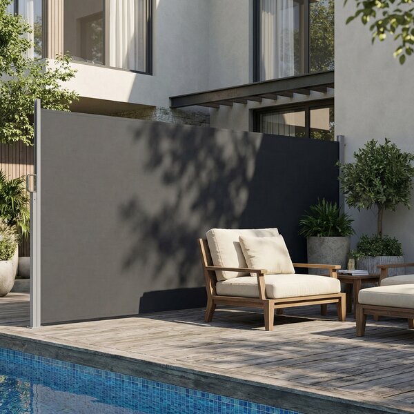 Outsunny Tenda Laterale Retrattile Impermeabile e UV 50+, in Alluminio, Acciaio e Poliestere, 420x185 cm, Grigio Scuro | Aosom Italy