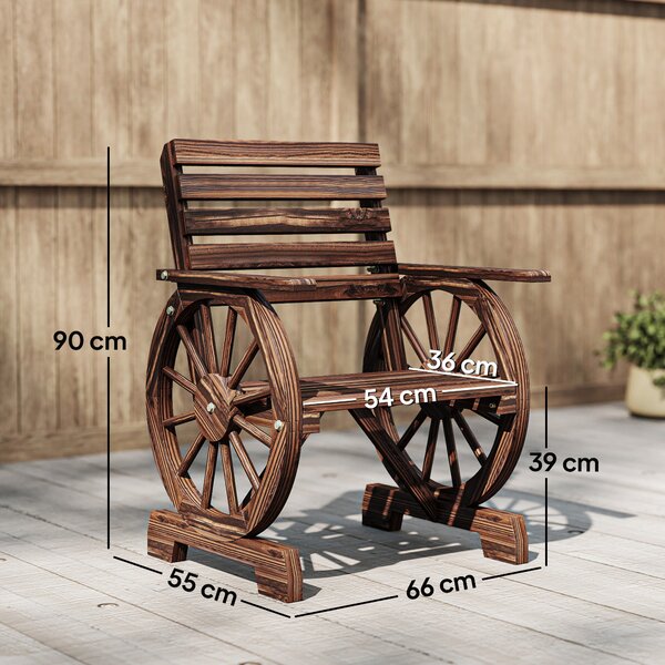 Outsunny Panca da Giardino Sedia da Esterno Legno Massello 1 Posto Carbonizzato | Aosom Italy