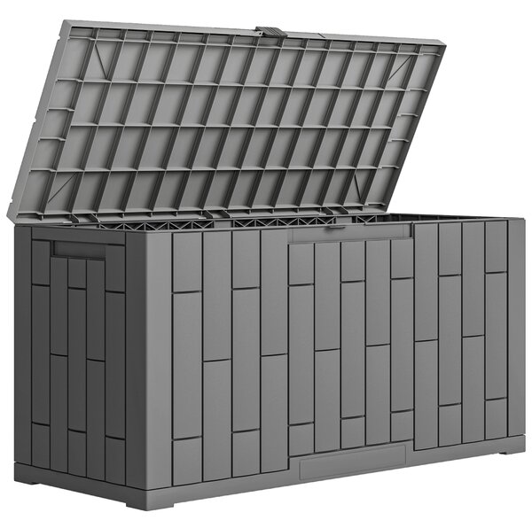 Outsunny Baule da Giardino 227L in Resina Impermeabile e Anti UV con Chiusura a Chiave, 106.5x43x54.5 cm, Grigio | Aosom Italy