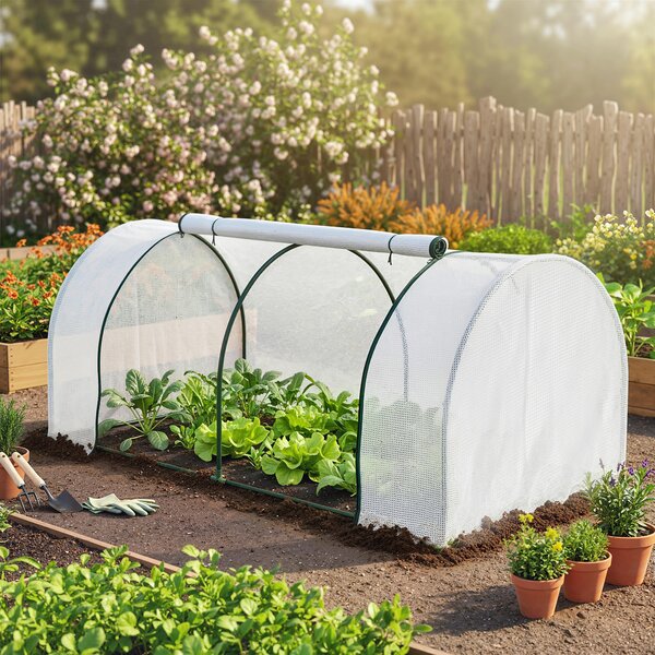 Outsunny Serra da giardino a Tunnel in Acciaio e con Copertura in PVC, 200x100x80 cm, Bianco | Aosom Italy