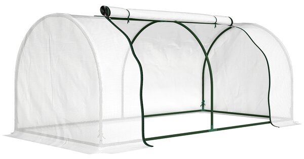 Outsunny Serra da giardino a Tunnel in Acciaio e con Copertura in PVC, 200x100x80 cm, Bianco | Aosom Italy