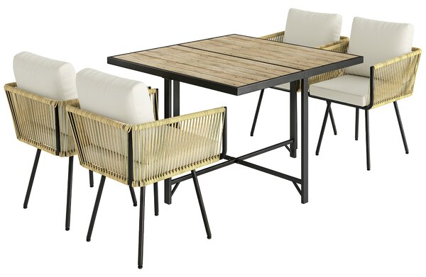 Outsunny Set da Giardino 5 Pezzi con Tavolo in Legno-Plastica | Aosom Italy