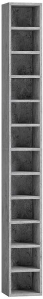 HOMCOM Mobile Libreria Porta CD a 12 Ripiani per 204 CD, in MDF e Truciolato, 21x20x175 cm, Grigio | Aosom Italy