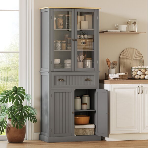 HOMCOM Mobile Dispensa a 5 Livelli con Cassetto Centrale in MDF e Truciolato, 76x40x182.5 cm, Grigio | Aosom Italy