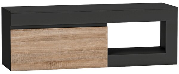 HOMCOM Mobile TV Moderno 60" max con Armadietto 2 Ante e Ripiano Aperto, 140x40x48 cm, Nero e color Legno | Aosom Italy
