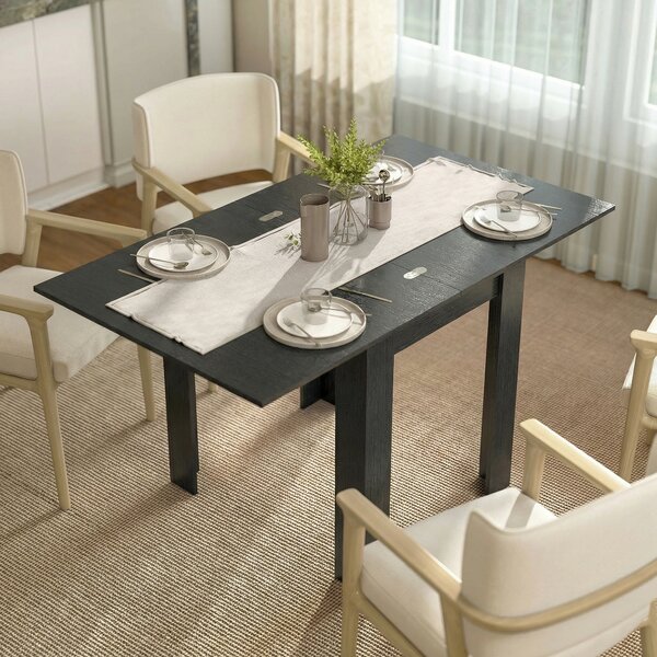 Tavolo da Pranzo Allungabile per 4-6 Persone 70-140x80x77,5 cm in Legno e Acciaio Nero