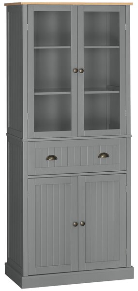 HOMCOM Mobile Dispensa a 5 Livelli con Cassetto Centrale in MDF e Truciolato, 76x40x182.5 cm, Grigio | Aosom Italy