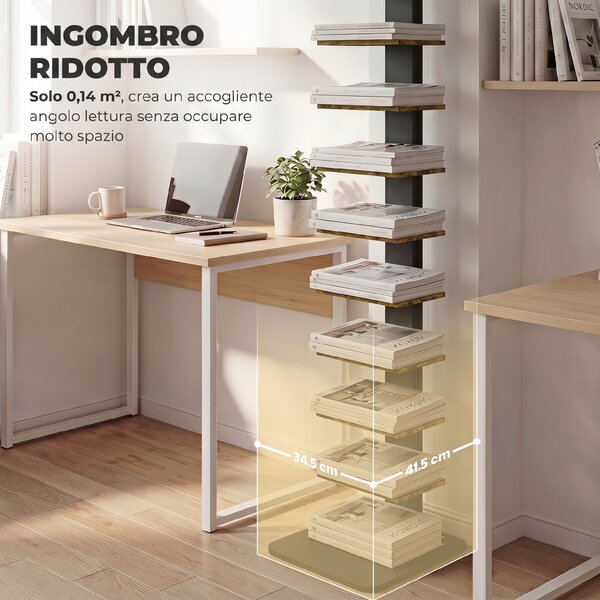 HOMCOM Libreria Torre 11 Ripiani, Scaffale Alto e Stretto Salvaspazio, Marrone Rustico | Aosom Italy