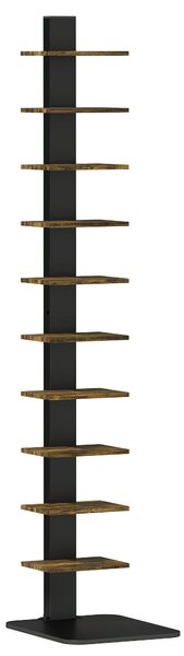 HOMCOM Libreria Torre 11 Ripiani, Scaffale Alto e Stretto Salvaspazio, Marrone Rustico | Aosom Italy