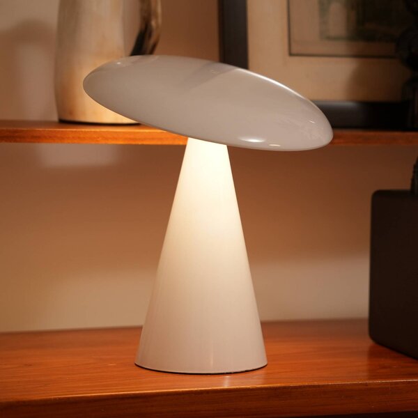 Beacon Lighting Lampada da tavolo LED ricaricabile Kinoko, bianca, 27 cm, CCT dimmerabile, Bianco / Opale, Soggiorno / Sala da pranzo, Plastica, Moderno