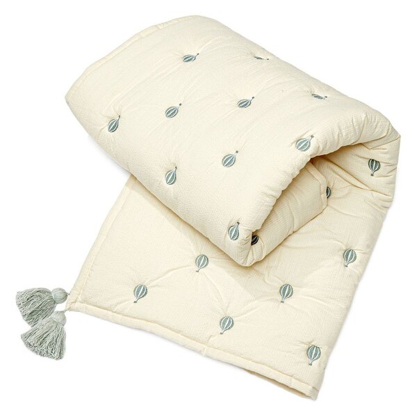 Coperta per bambini giallo chiaro/blu in cotone organico trapuntata 90x120 cm Balloon – Cam Cam Copenhagen