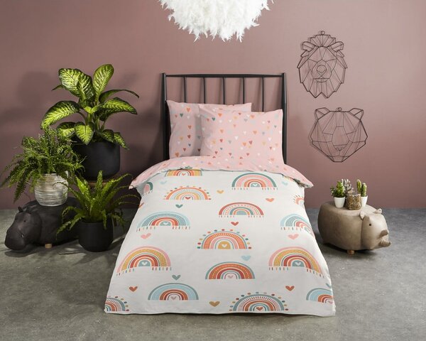 Set copripiumino e federa da bambini rosa/beige in cotone per culla 100x135 cm Louie – Good Morning