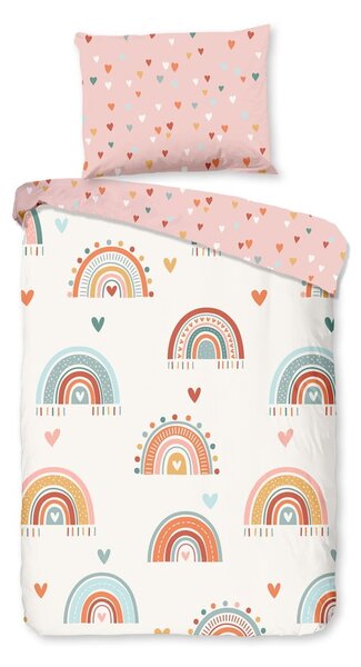 Set copripiumino e federa da bambini rosa/beige in cotone per culla 100x135 cm Louie – Good Morning