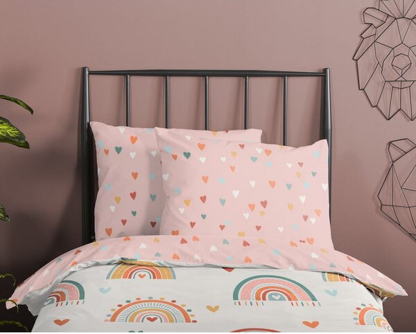 Set copripiumino e federa da bambini rosa/beige in cotone per culla 100x135 cm Louie – Good Morning
