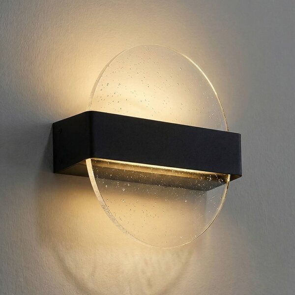 Applique da esterni a LED Narkelo Lucande, dimmerabile, Nero, Vetro, Design, Applique LED da esterni