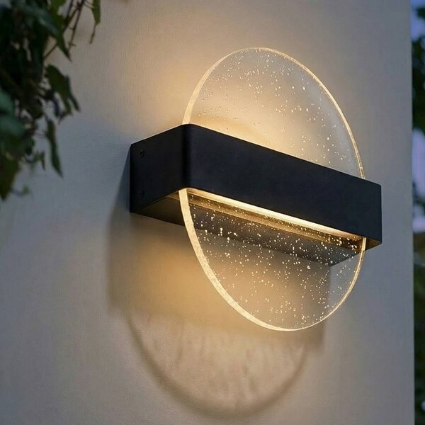 Applique da esterni a LED Narkelo Lucande, dimmerabile, Nero, Vetro, Design, Applique LED da esterni