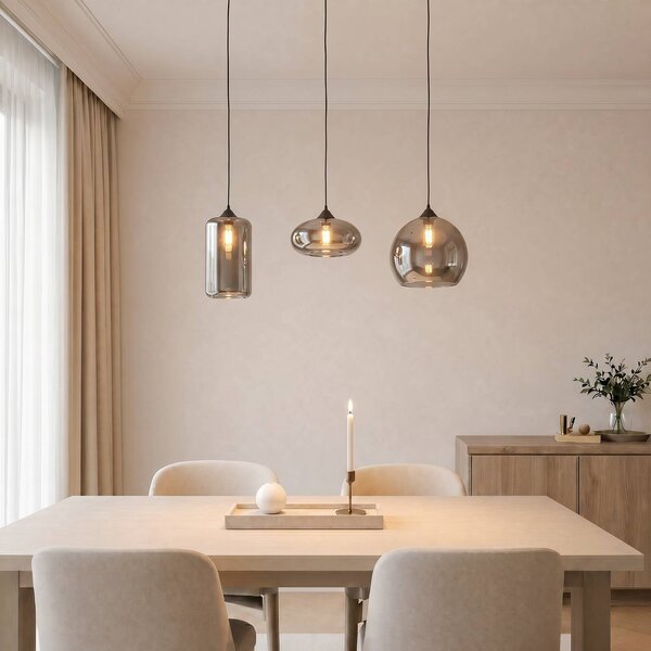 Lampada a sospensione Marla Lindby, dimmerabile, Alluminio / Grigio / Zincato, Soggiorno / Sala da pranzo, Metallo, Moderno, Lampada a sospensione