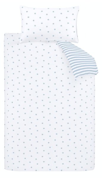 Set copripiumino e federa da bambini bianco e blu in cotone per letto singolo 135x200 cm Mini Star & Stripes – Bianca