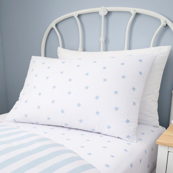 Set copripiumino e federa da bambini bianco e blu in cotone per letto singolo 135x200 cm Mini Star & Stripes – Bianca