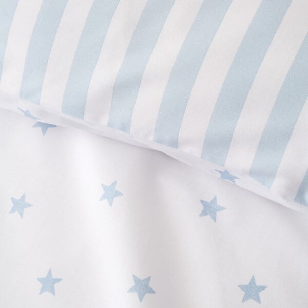 Set copripiumino e federa da bambini bianco e blu in cotone per letto singolo 135x200 cm Mini Star & Stripes – Bianca